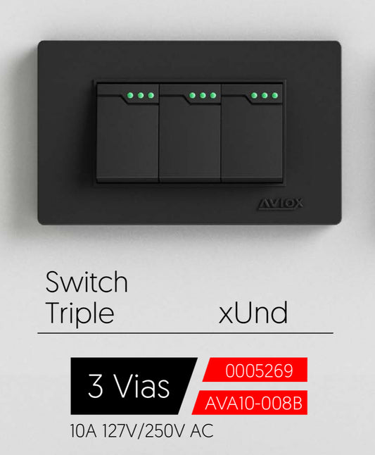 Swiche Triple 3 Vias Onix Negro