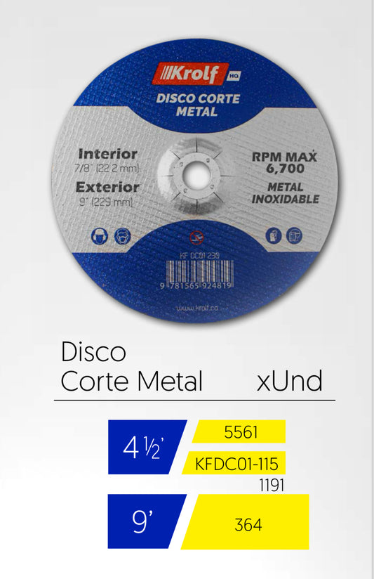 Disco Corte Fino Metal 4-1/2